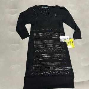 Catherine Malandrino  Paris Inspired Black Dress,  lined with tan slip, M, NWT